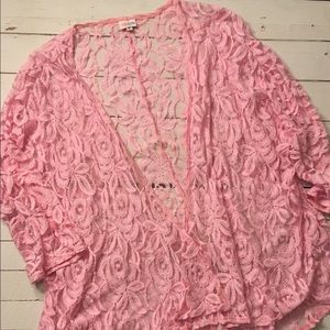 LuLaRoe Lindsay pink lace. Size Small.